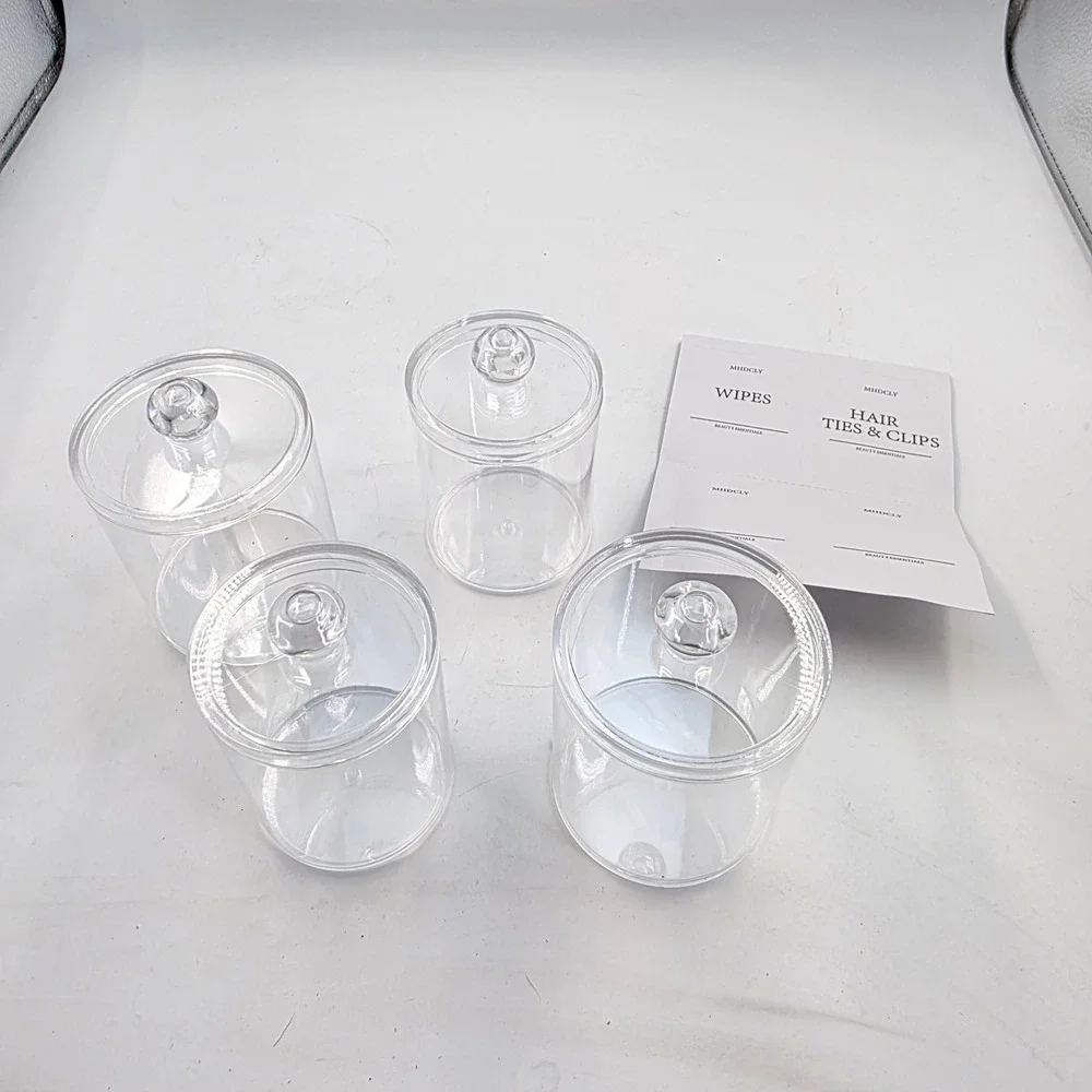 MHDCLY 4 Pack Bathroom Organizer Clear Apothecary Jars Vanity Storage L4